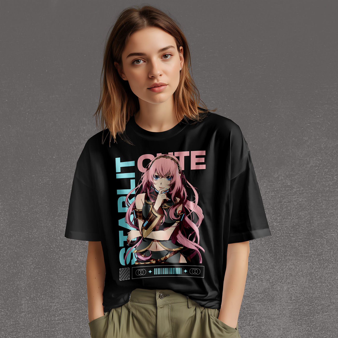 Starlit Anime Tee - Black Oversized T-Shirt